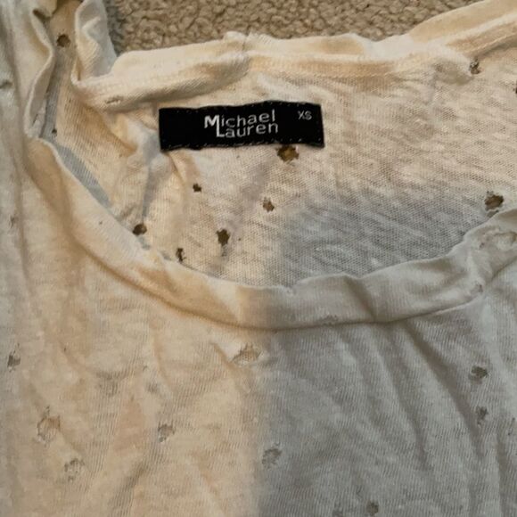 Never Worn Michael Lauren Distressed Muscle Tee XS - Picture 2 of 2